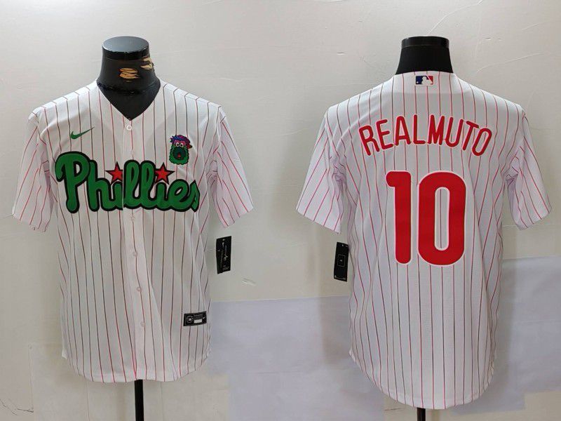 Men Philadelphia Phillies #10 Realmuto White stripe Second generation Joint Name 2024 Nike MLB Jersey style 1->philadelphia phillies->MLB Jersey